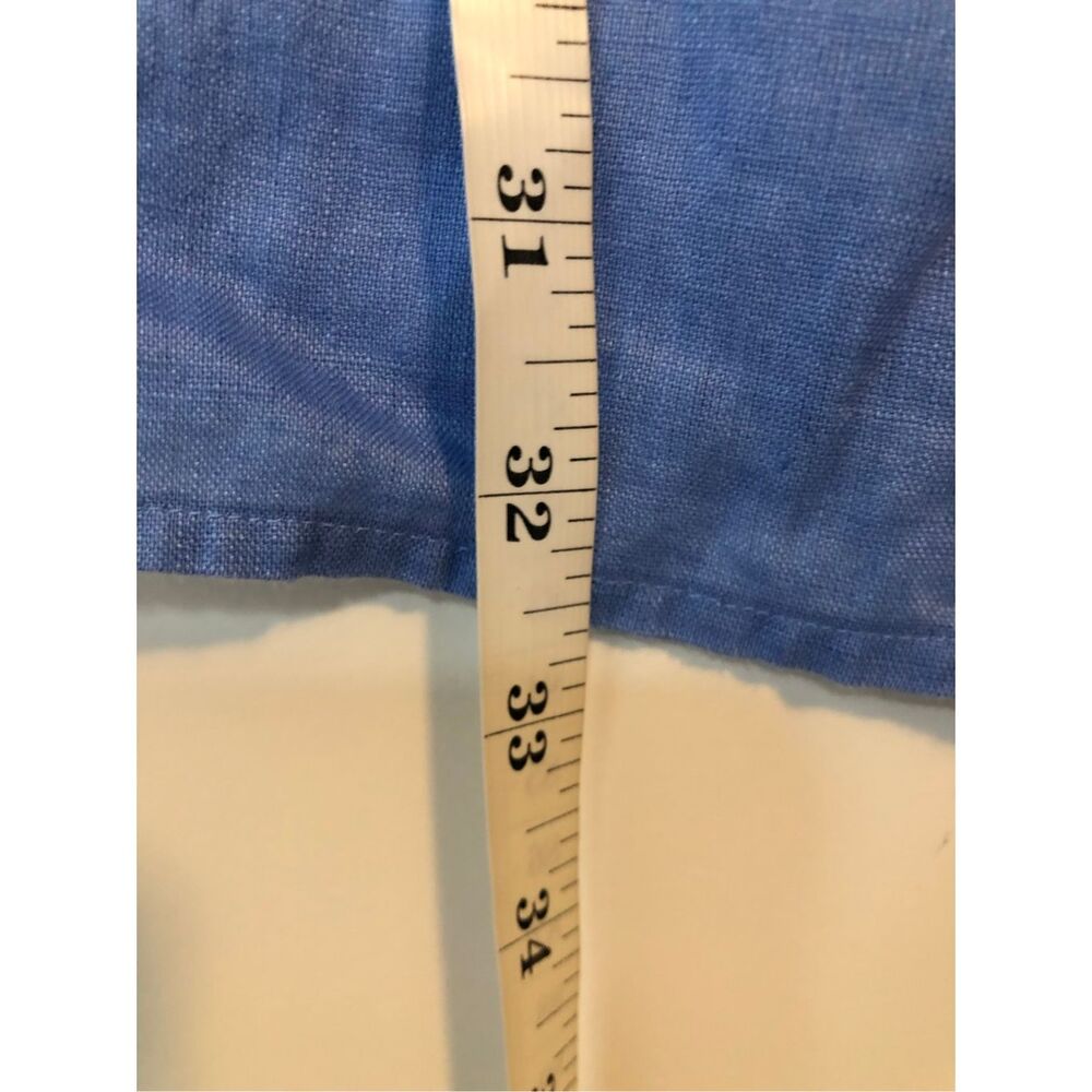 J. Jill Love Linen Blue Tunic Top Medium 100% Linen Coastal Quiet Luxury Natural - Picture 8 of 9